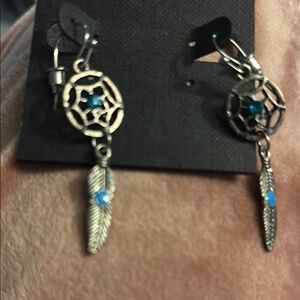Paparazzi Silver and Blue Dreamcatcher Earrings